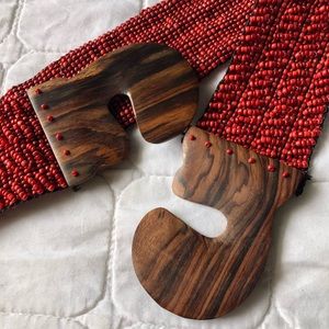 Raja beaded wooden front clip belt